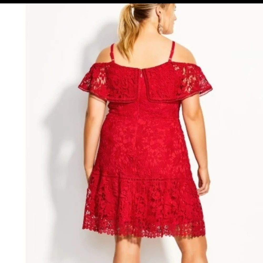CITY CHIC Dream Of Lace Dress Red Scarlet Dress - Picture 8 of 9